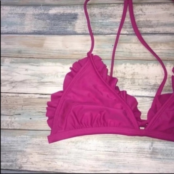 Xhilaration Magenta Ruffle Edge Bikini Top - Picture 2 of 3
